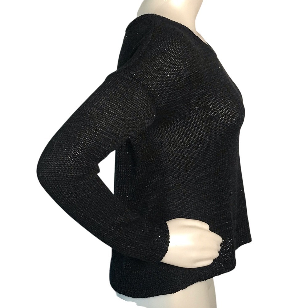BANANA REPUBLIC BLACK SEQUIN KNIT SWEATER‎ - Picture 3 of 6